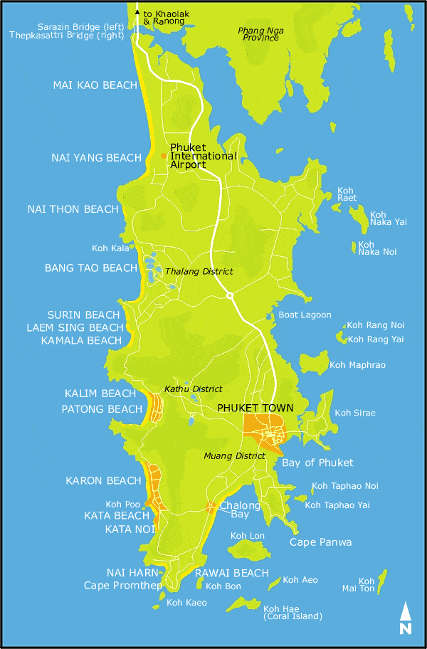 Les dix plus belles plages de Phuket 4 Carte de Phuket