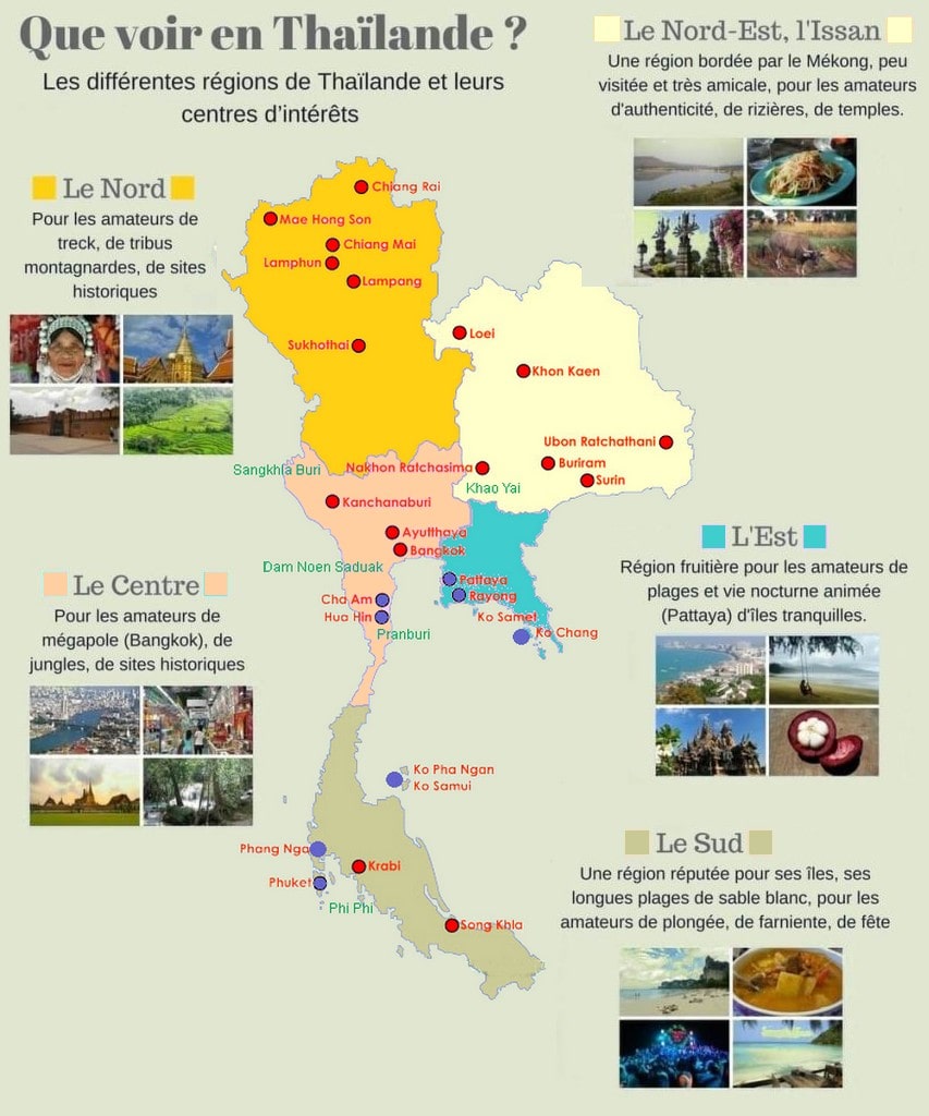 Où voyager en Thaïlande, que voir, que visiter ? 4 Les régions de Thaïlande
